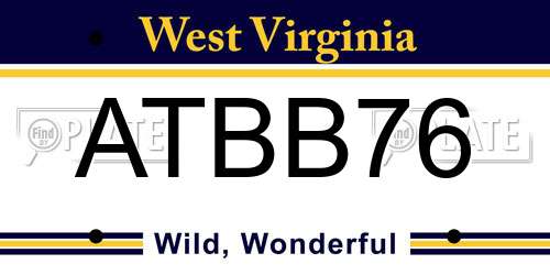ATBB76 West Virginia License Plate