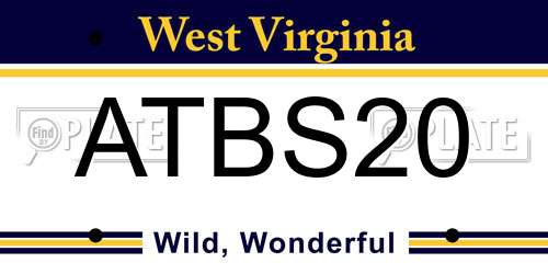 ATBS20 West Virginia License Plate