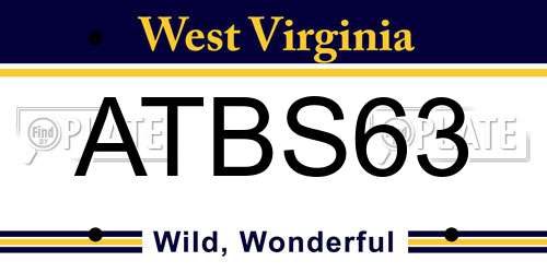 ATBS63 West Virginia License Plate