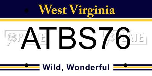 ATBS76 West Virginia License Plate