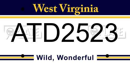 ATD2523 West Virginia License Plate