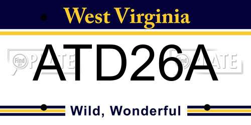 ATD26A West Virginia License Plate