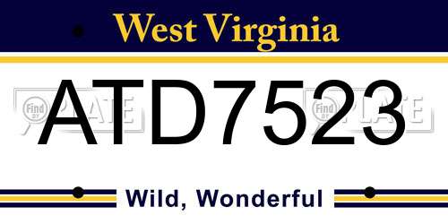 ATD7523 West Virginia License Plate