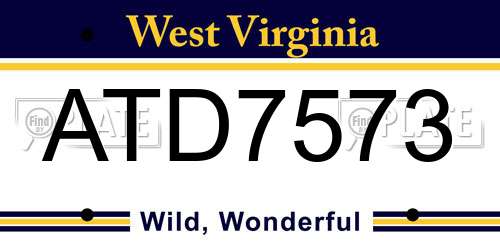 ATD7573 West Virginia License Plate