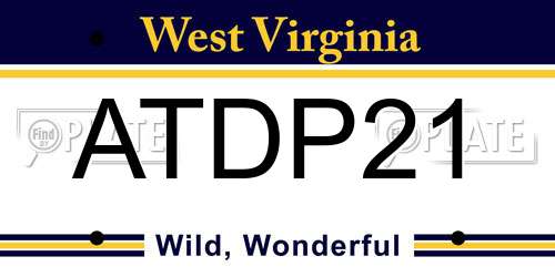 ATDP21 West Virginia License Plate