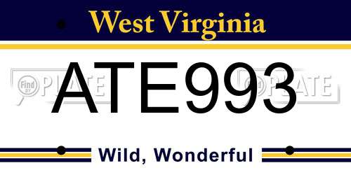 ATE993 West Virginia License Plate