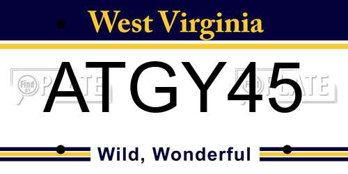 ATGY45 West Virginia License Plate