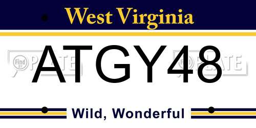 ATGY48 West Virginia License Plate