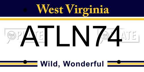 ATLN74 West Virginia License Plate