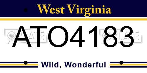 ATO4183 West Virginia License Plate