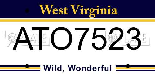 ATO7523 West Virginia License Plate