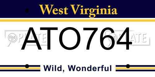 ATO764 West Virginia License Plate