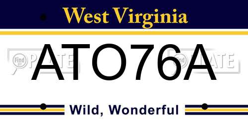 ATO76A West Virginia License Plate