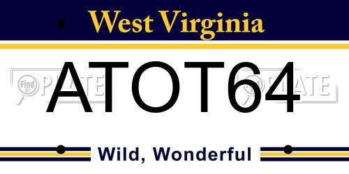 ATOT64 West Virginia License Plate