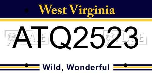 ATQ2523 West Virginia License Plate
