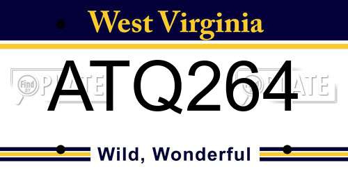 ATQ264 West Virginia License Plate