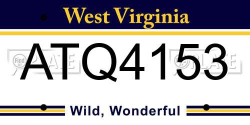 ATQ4153 West Virginia License Plate