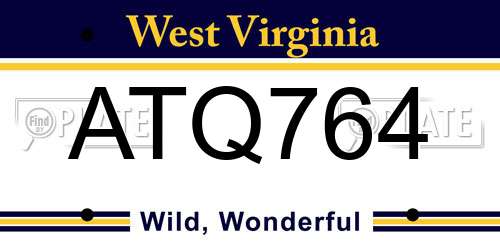 ATQ764 West Virginia License Plate
