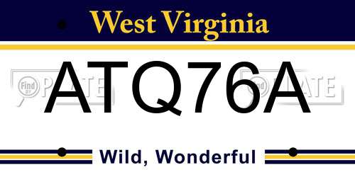 ATQ76A West Virginia License Plate