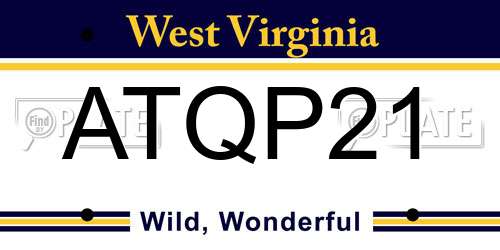 ATQP21 West Virginia License Plate