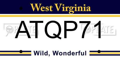 ATQP71 West Virginia License Plate