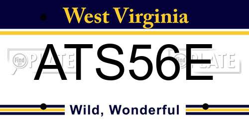 ATS56E West Virginia License Plate