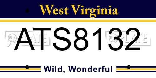 ATS8132 West Virginia License Plate