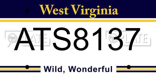 ATS8137 West Virginia License Plate