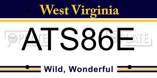 ATS86E West Virginia License Plate