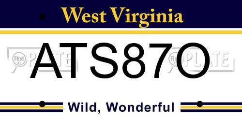 ATS87O West Virginia License Plate