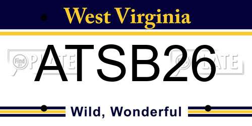 ATSB26 West Virginia License Plate