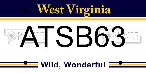 ATSB63 West Virginia License Plate