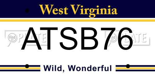 ATSB76 West Virginia License Plate