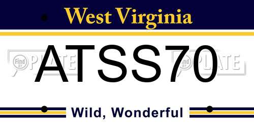 ATSS70 West Virginia License Plate