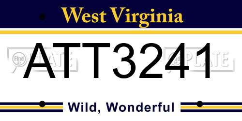 ATT3241 West Virginia License Plate