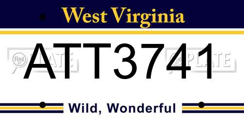 ATT3741 West Virginia License Plate