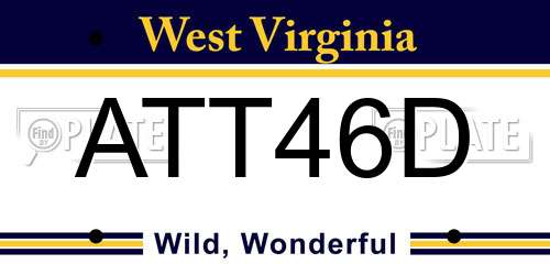 ATT46D West Virginia License Plate