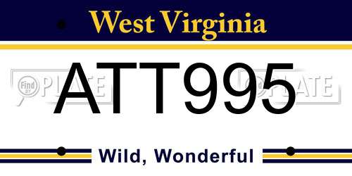 ATT995 West Virginia License Plate