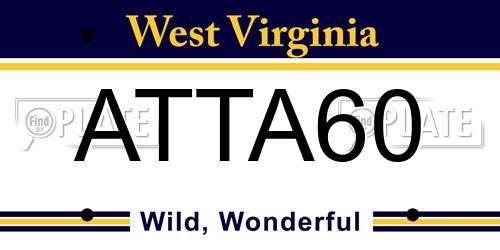 ATTA60 West Virginia License Plate