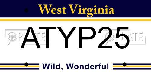 ATYP25 West Virginia License Plate