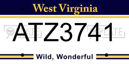 ATZ3741 West Virginia License Plate