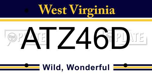 ATZ46D West Virginia License Plate