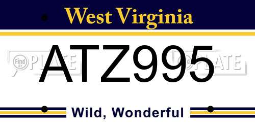 ATZ995 West Virginia License Plate