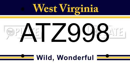 ATZ998 West Virginia License Plate