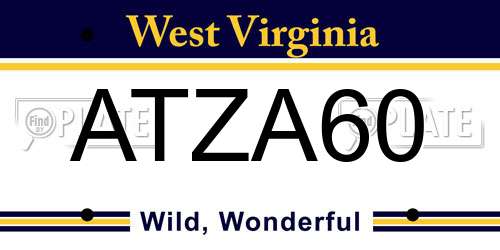 ATZA60 West Virginia License Plate