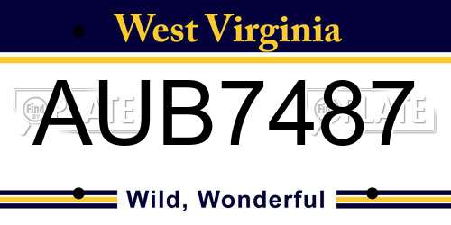 AUB7487 West Virginia License Plate