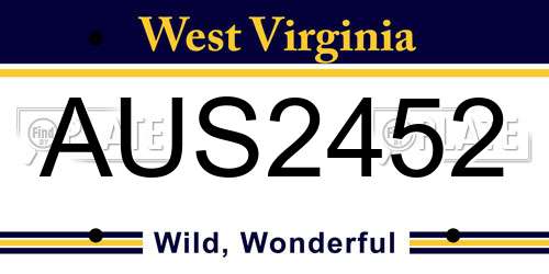 AUS2452 West Virginia License Plate