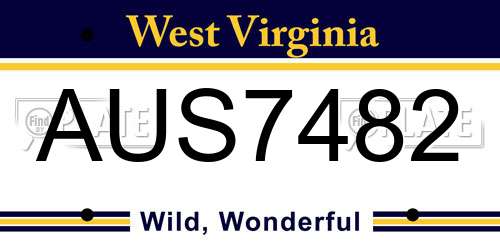 AUS7482 West Virginia License Plate