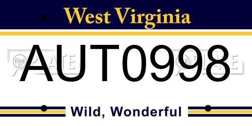AUT0998 West Virginia License Plate