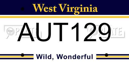 AUT129 West Virginia License Plate